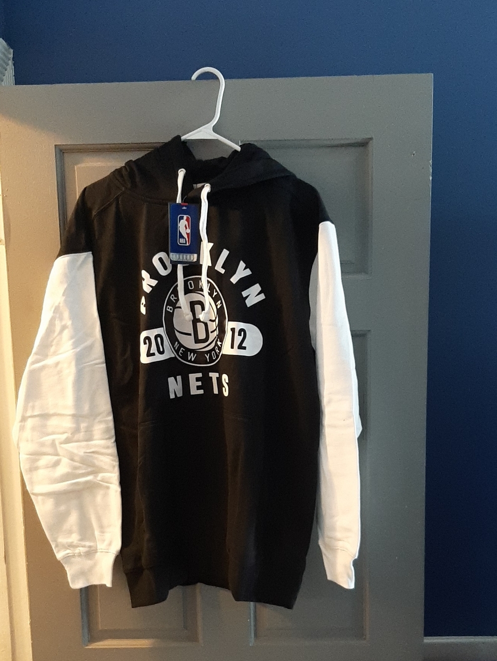 NBA Brooklyn Nets Black and White Pullover Hoodie